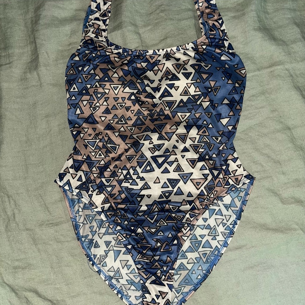 Tan-through Geometric Swimsuit